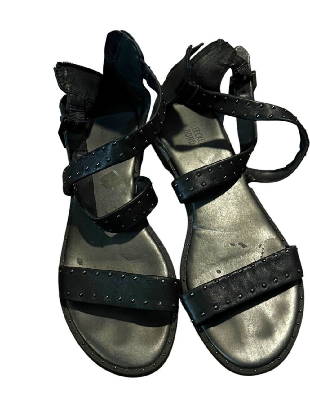 Rebecca Bond / FleecKer & Bond Studded Sandals – Black – Size 9.5M